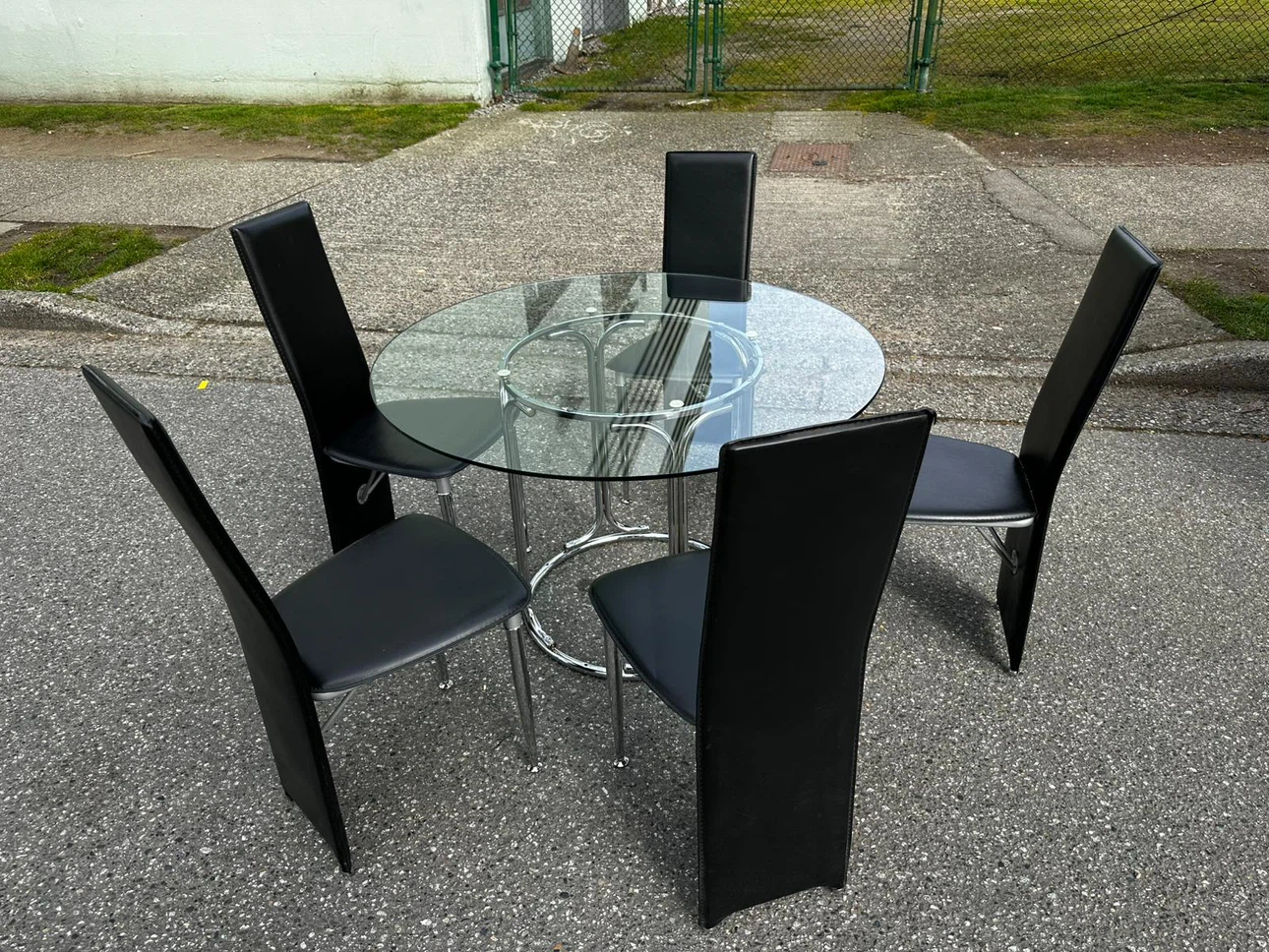 Glass Dining Table and 4 Chairs Set