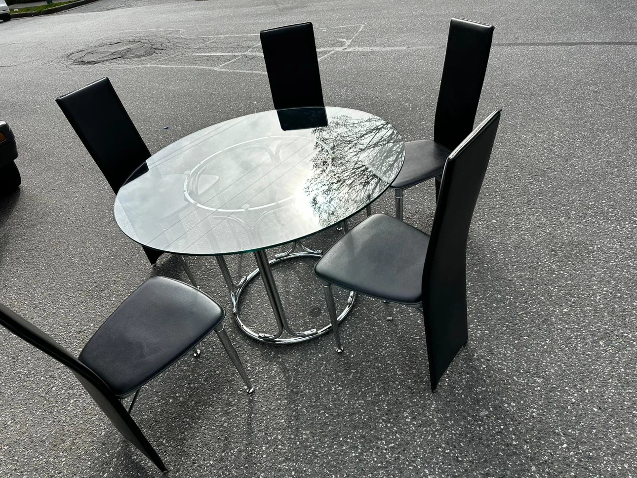 Glass Dining Table and 4 Chairs Set - photo 2