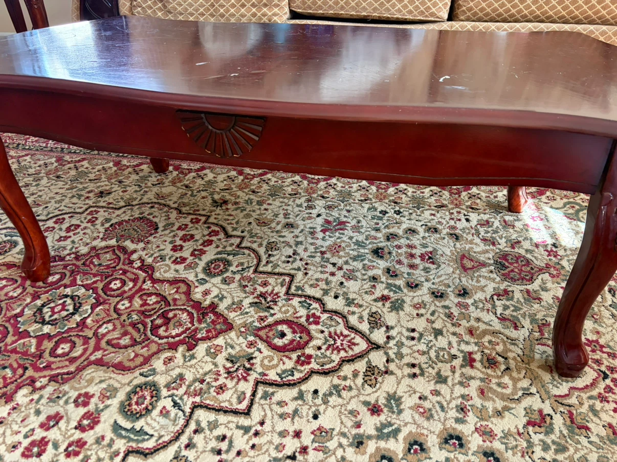 Wooden Cherry Red Coffee Table and End Tables Set - photo 2