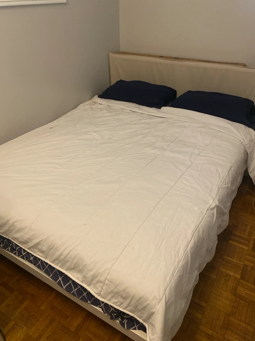 White Queen Bed Frame with Headboard