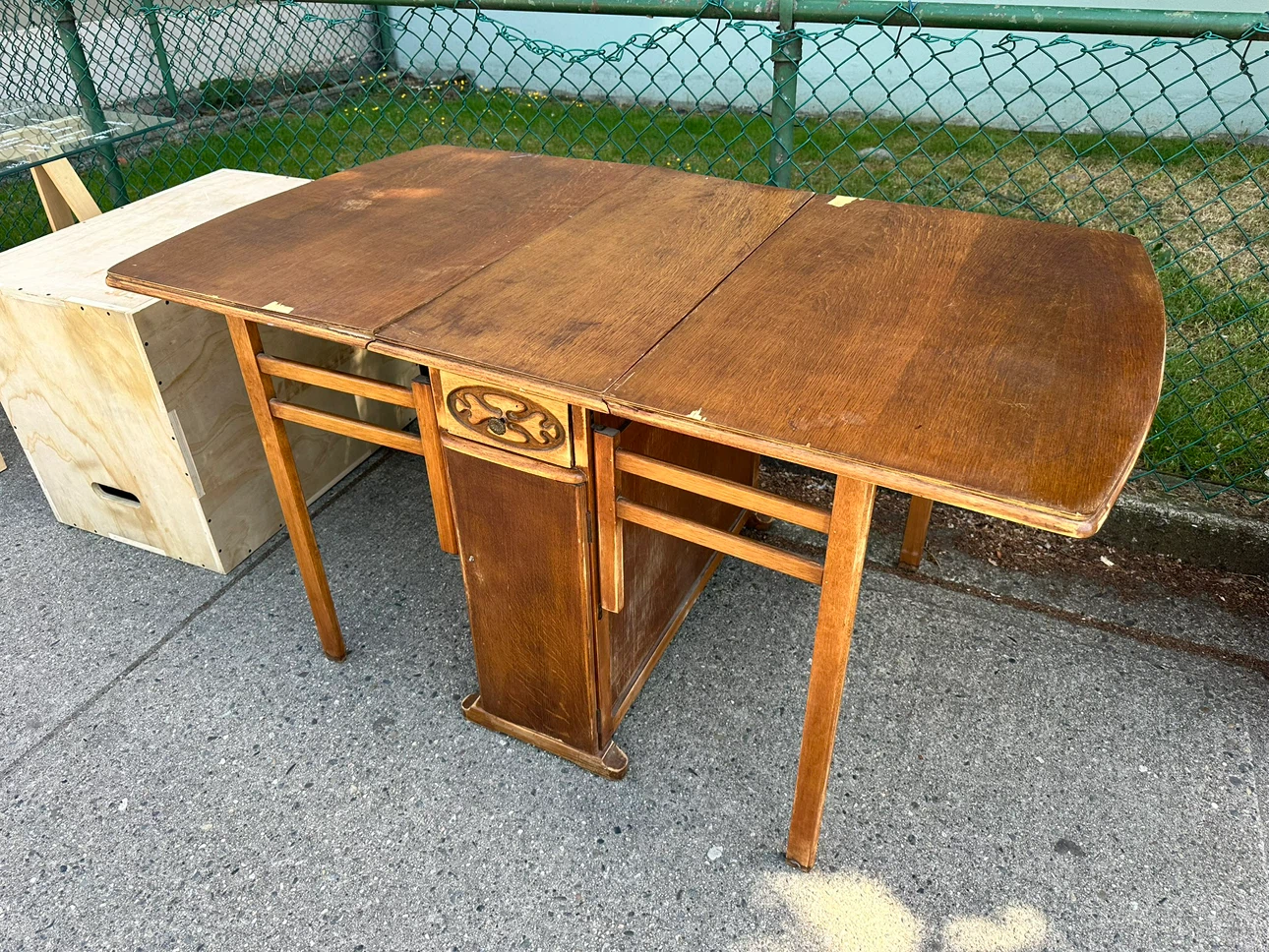 Antique Drop Leaf Table with Drawer