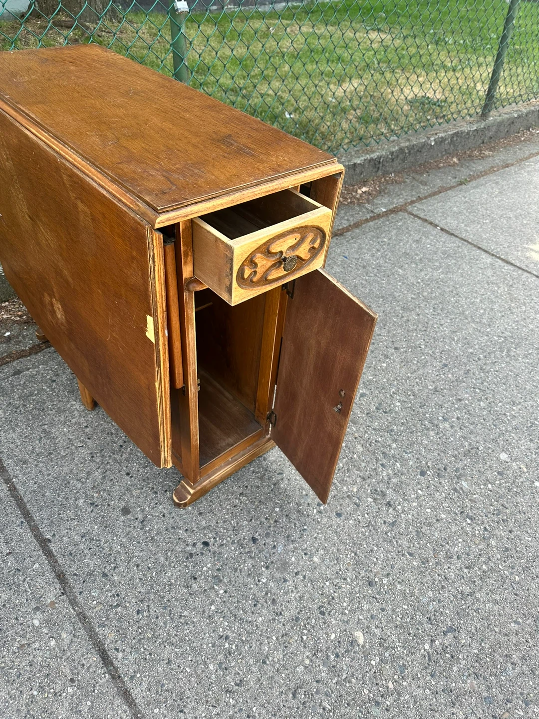 Antique Drop Leaf Table with Drawer - photo 5