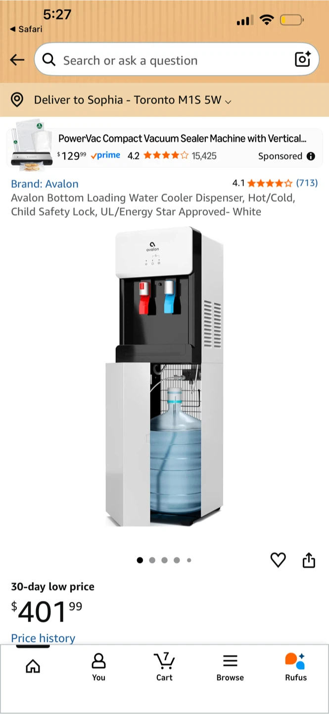 Avalon Bottom Loading Water Cooler Dispenser - Hot/Cold - photo 4