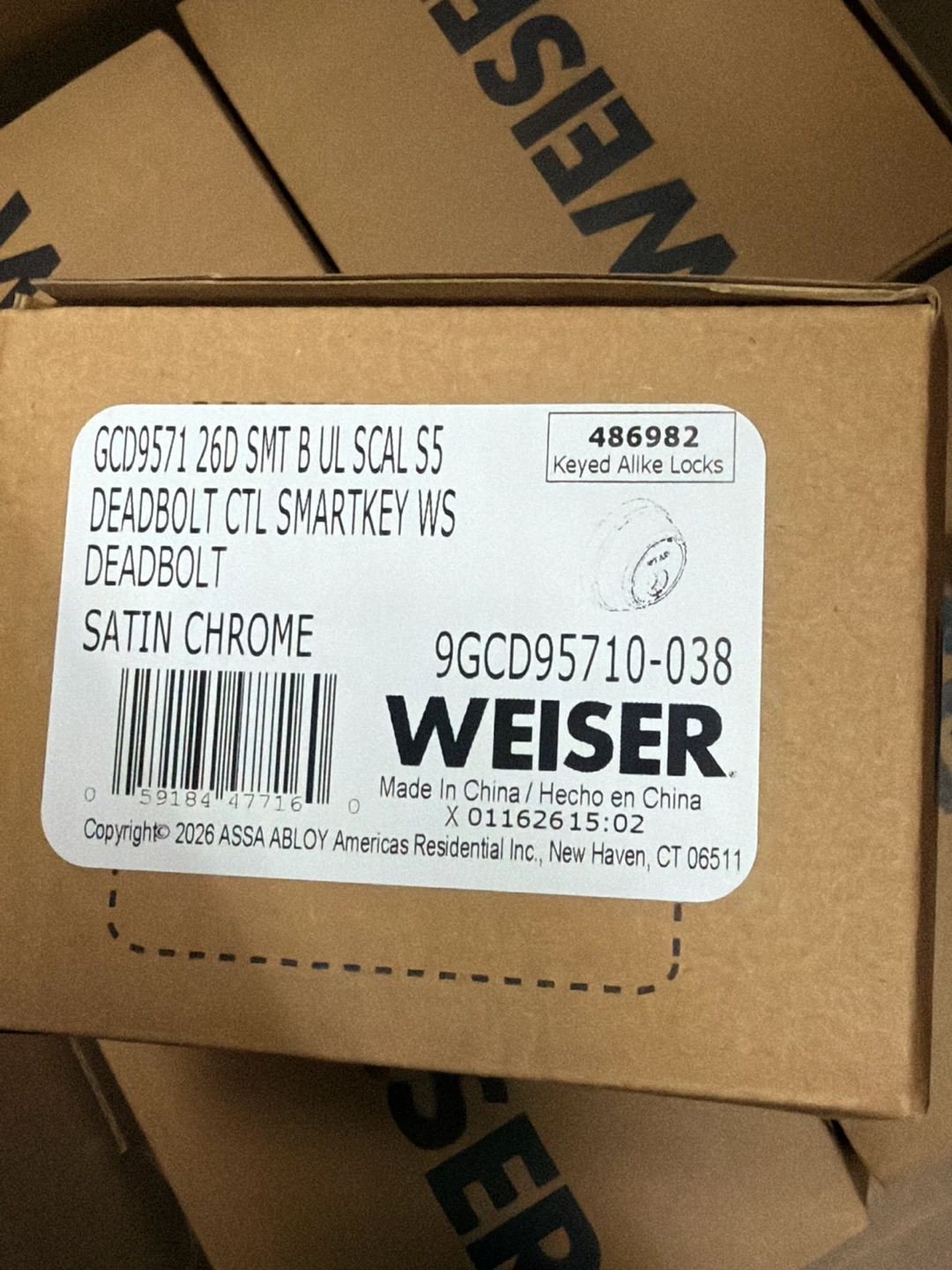 Weiser Satin Chrome Deadbolt CTL Smartkey WS - photo 3