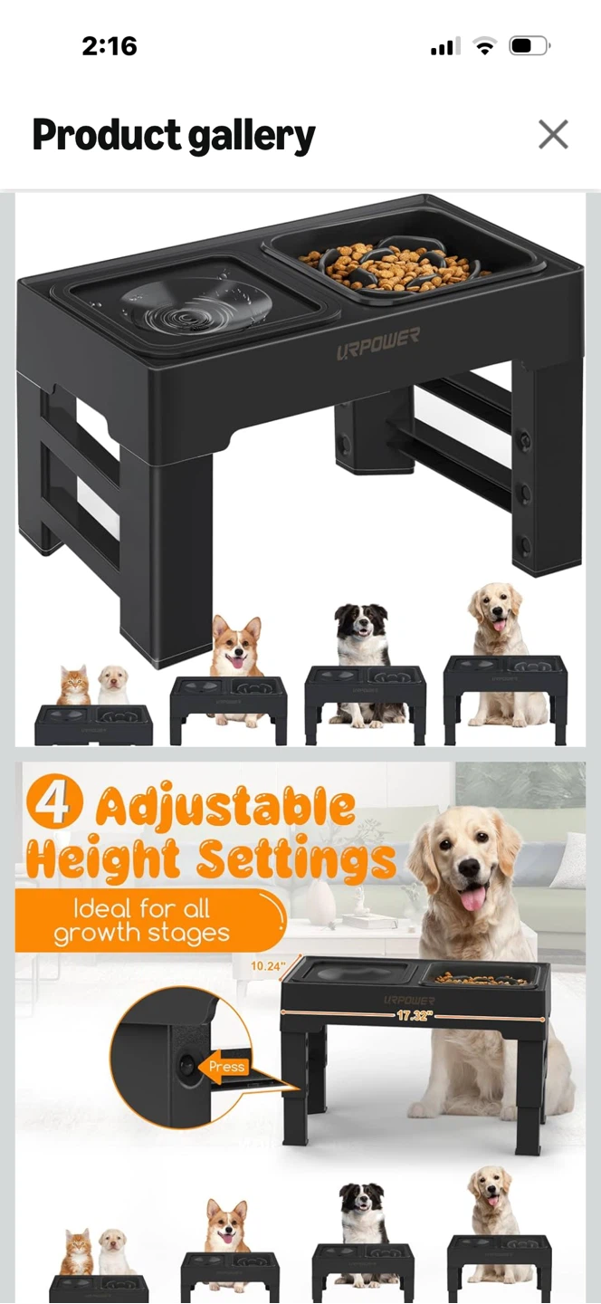 URPOWER Elevated Dog Food and Water Bowl Stand