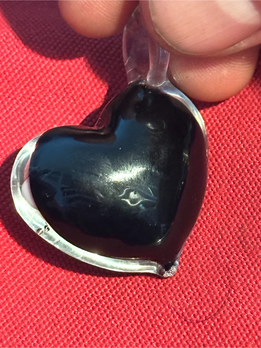 Handmade Lampwork Glass Flower Heart Pendant - photo 4