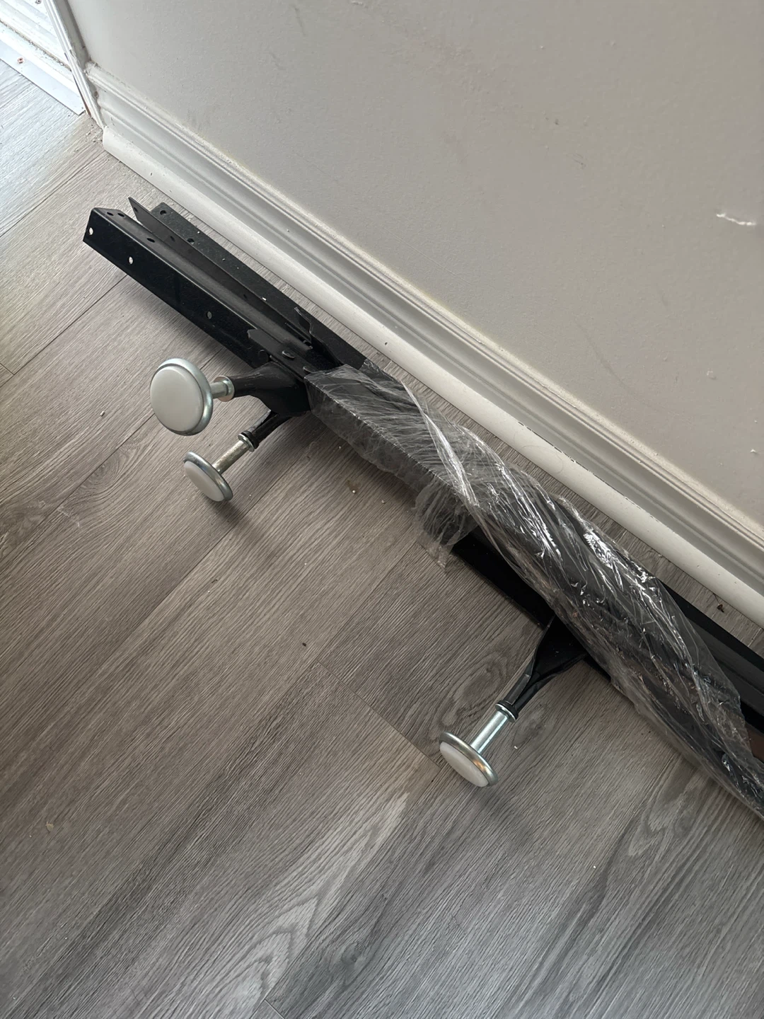 KING size Black Metal Bed Frame with Casters - photo 3