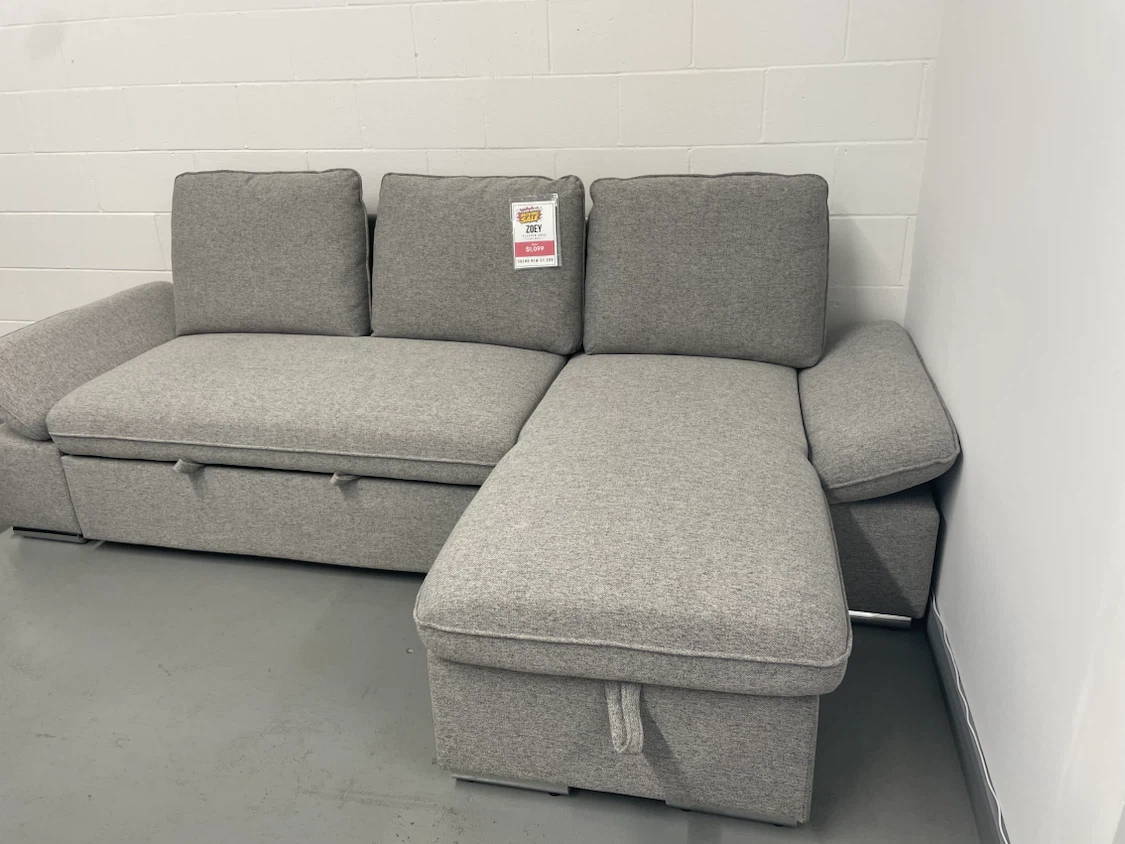 Grey Zoey Sectional Sofa with Storage