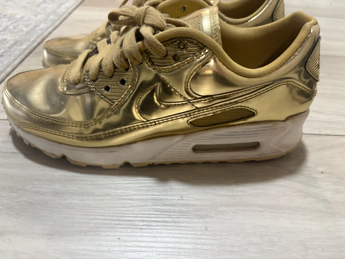 Nike Air Max 90 Gold Metallic Sneakers - photo 2