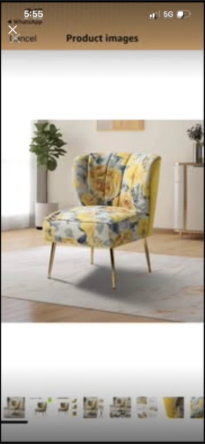 New Yellow Floral Accent Chair