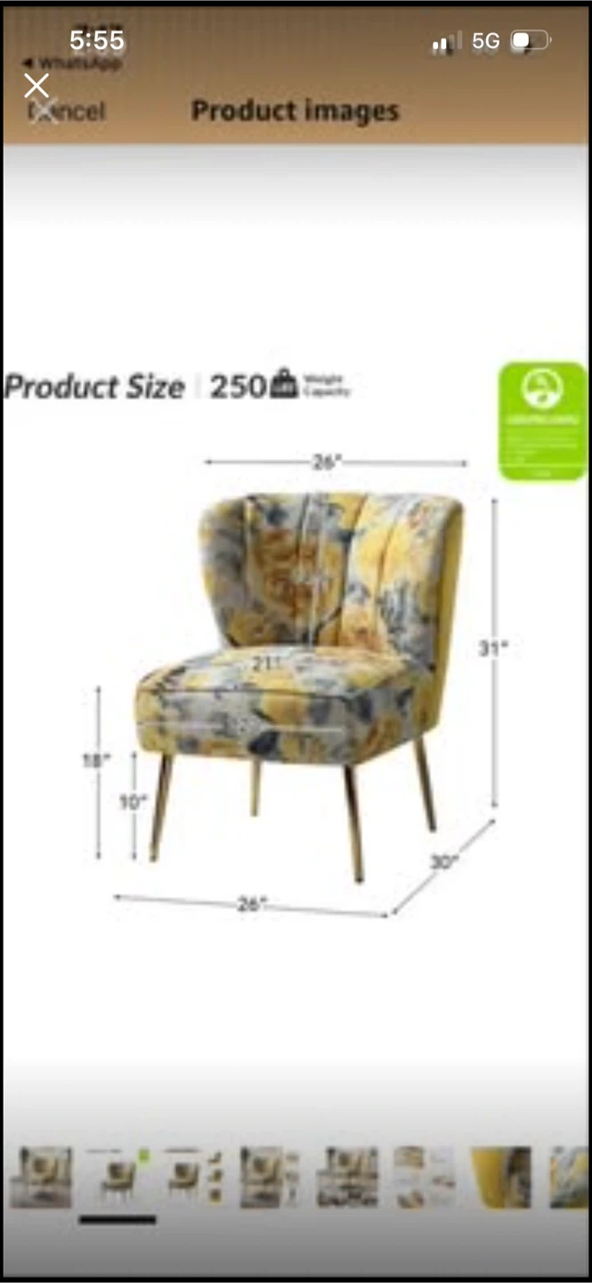 New Yellow Floral Accent Chair - photo 2