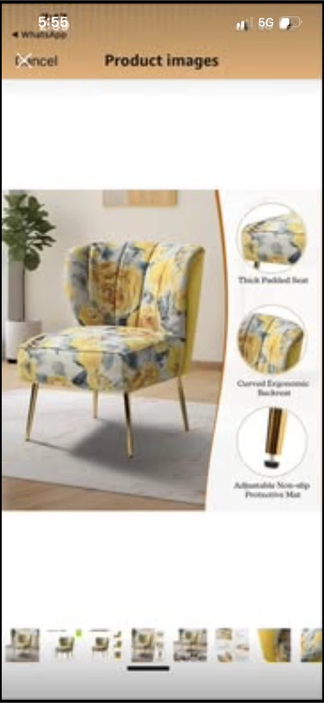 New Yellow Floral Accent Chair - photo 4