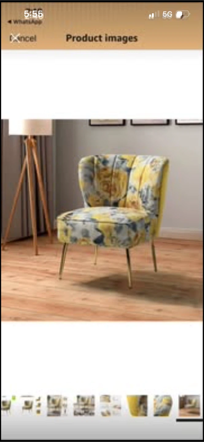 New Yellow Floral Accent Chair - photo 5