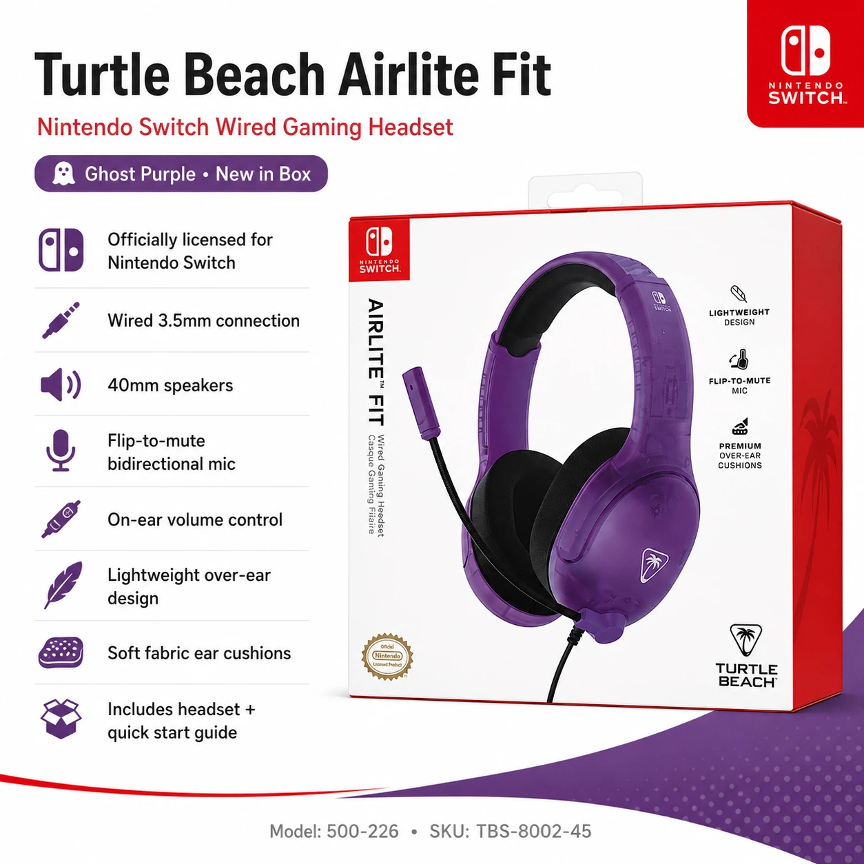 NEW Turtle Beach Airlite Fit Nintendo Switch Headset - photo 2