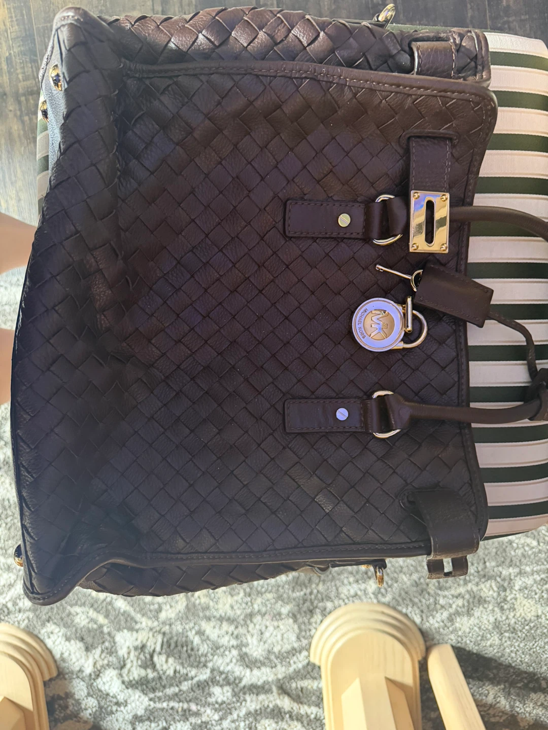 Michael Kors Brown Woven Leather Tote Bag
