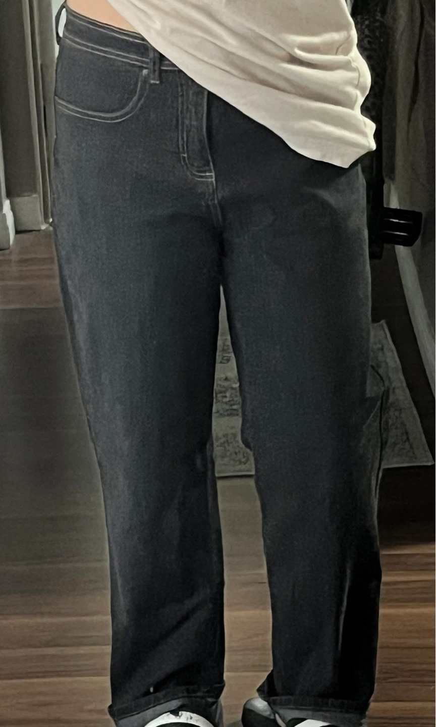 Black Mid Rise Straight Jeans - photo 4