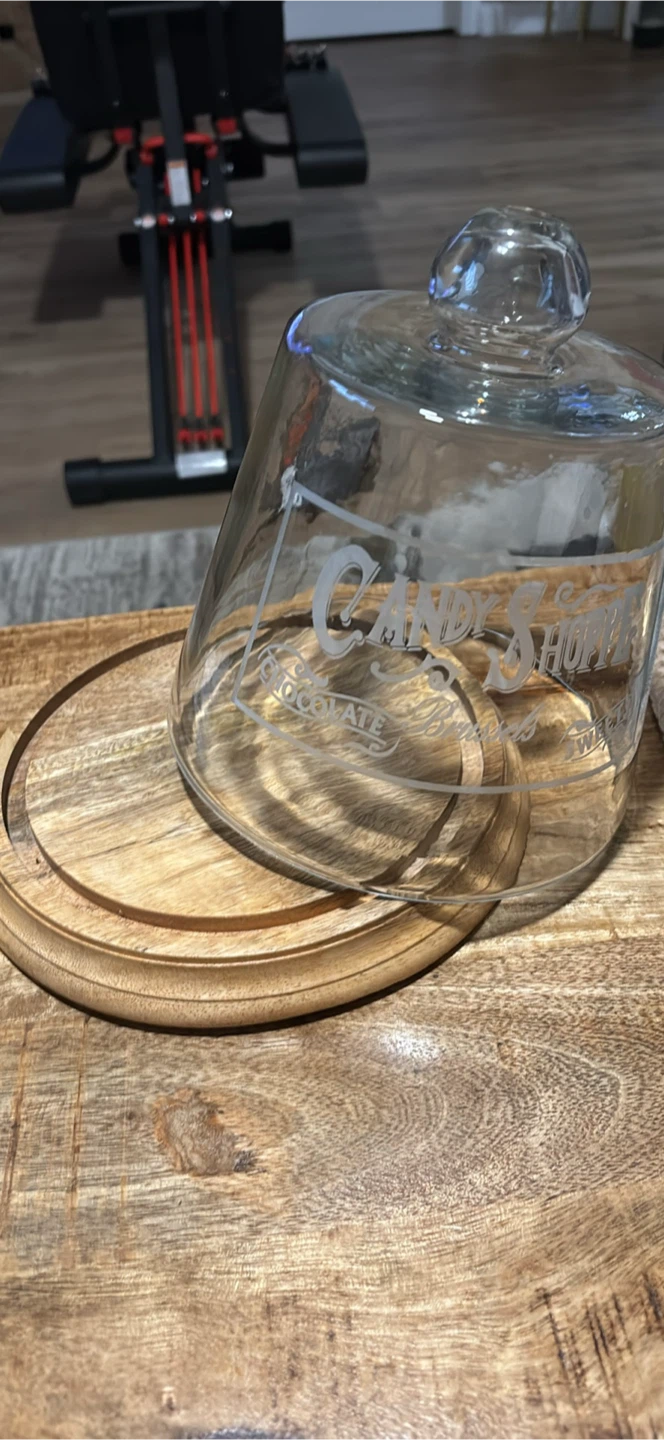 Glass Candy/Cheese  Dome with Wooden Base - photo 3