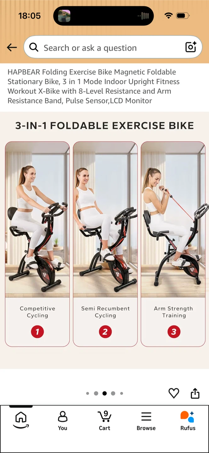 Folding Magnetic Exercise Bike – 3-in-1 - photo 2
