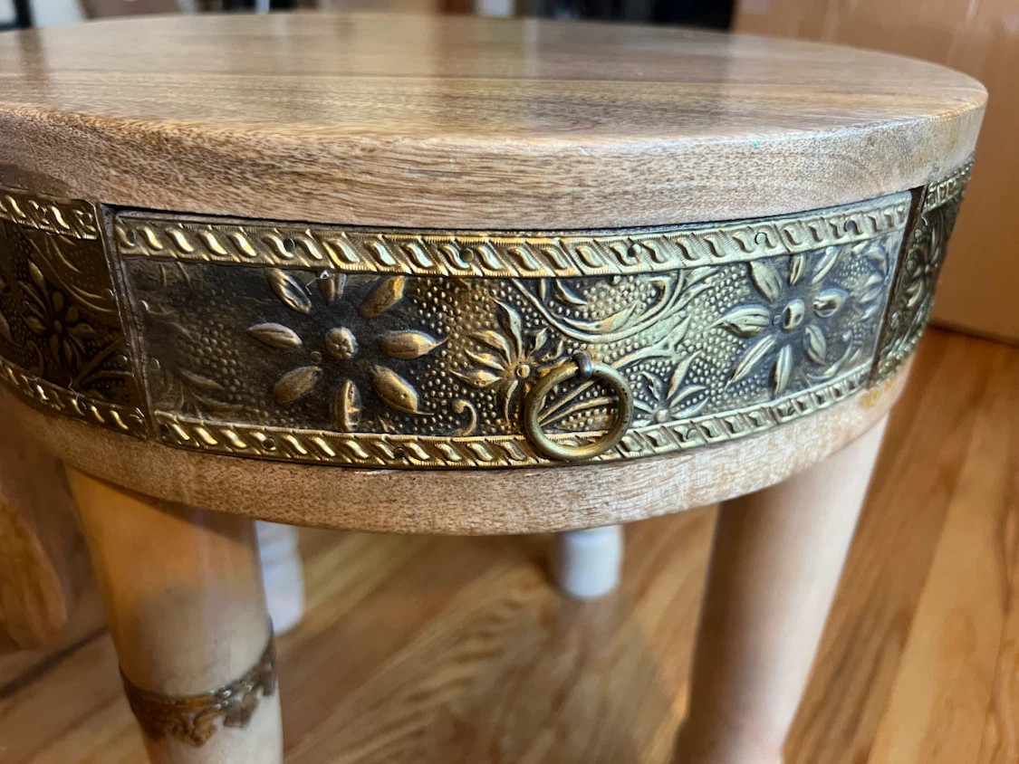 Wooden Elephant Accent Table with Drawer - photo 2