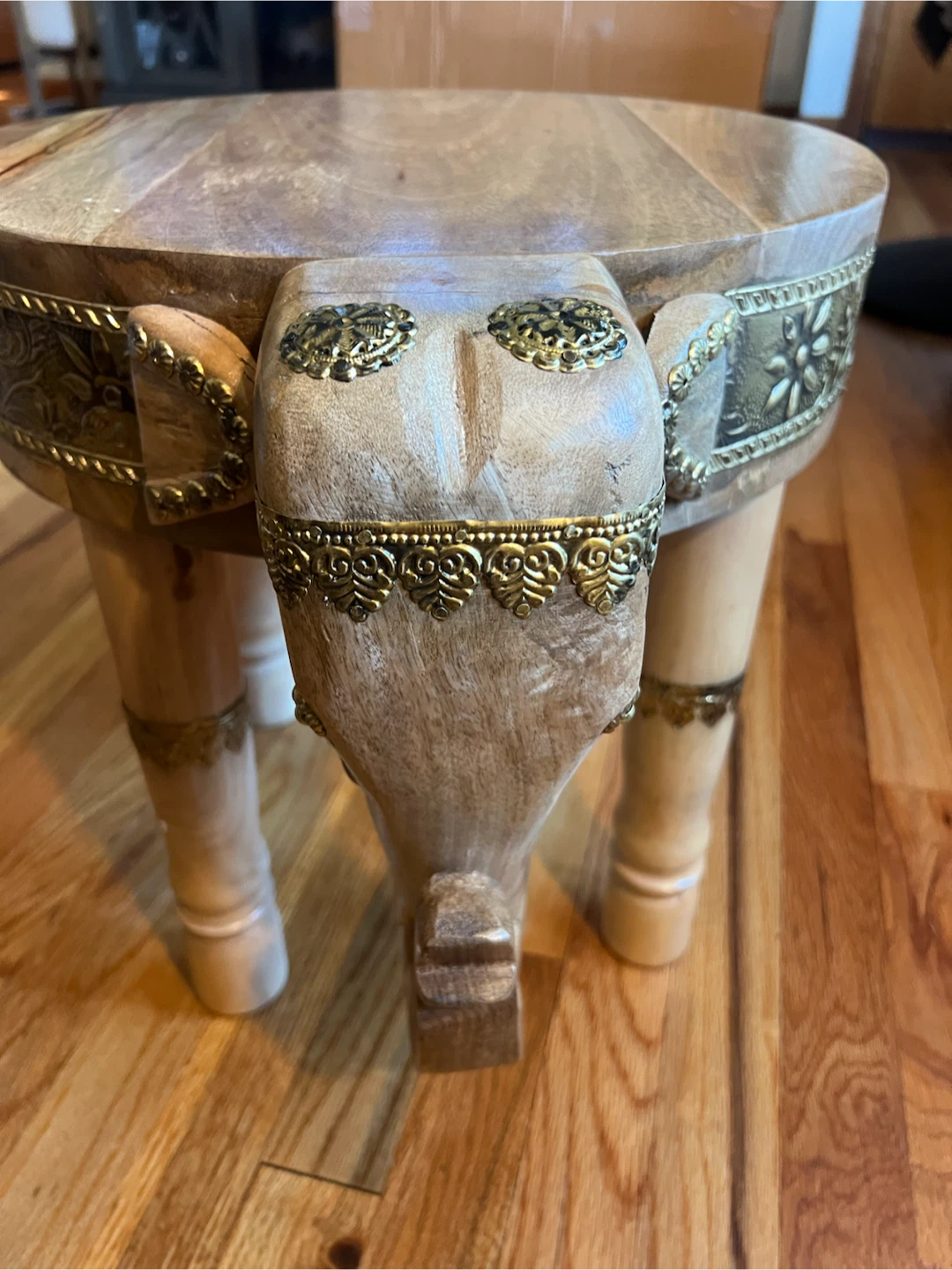Wooden Elephant Accent Table with Drawer - photo 4