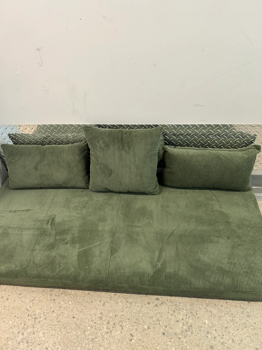 Green Corduroy Floor Sofa with Cushions Size 56”x36x 3” - photo 2