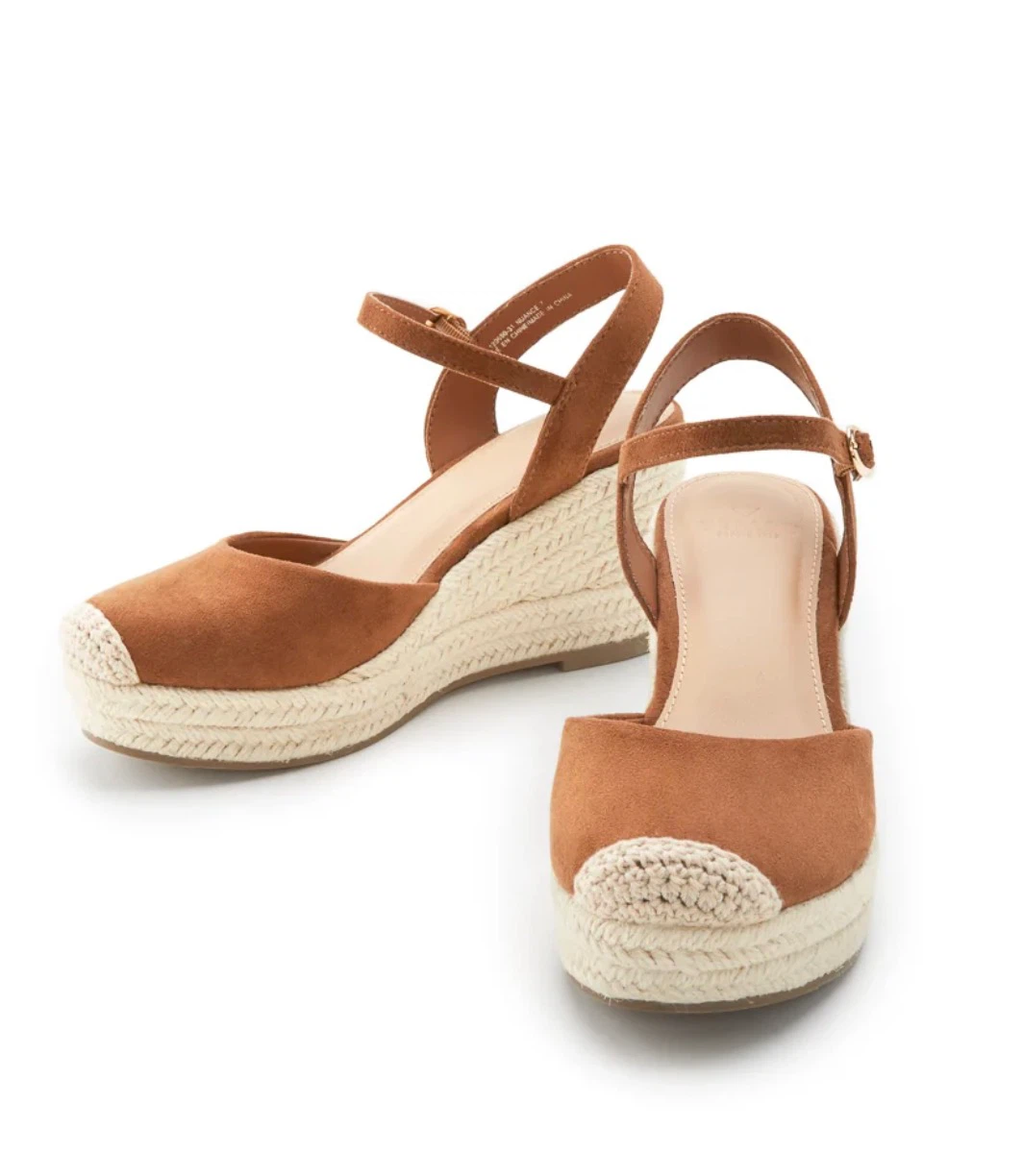 (NEW) Nuance Wedge Espadrille Sandals - Cognac Size 9