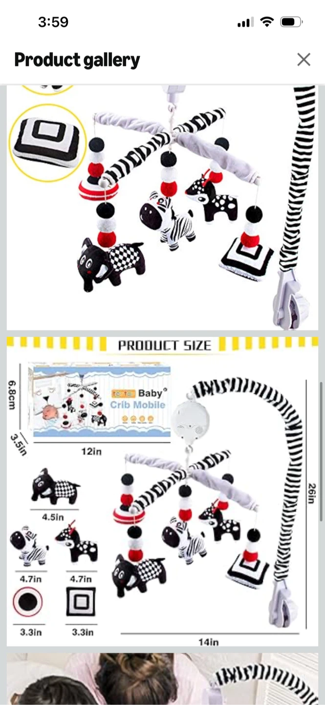 New-Baby Crib Mobile with Black and White Animals - photo 2