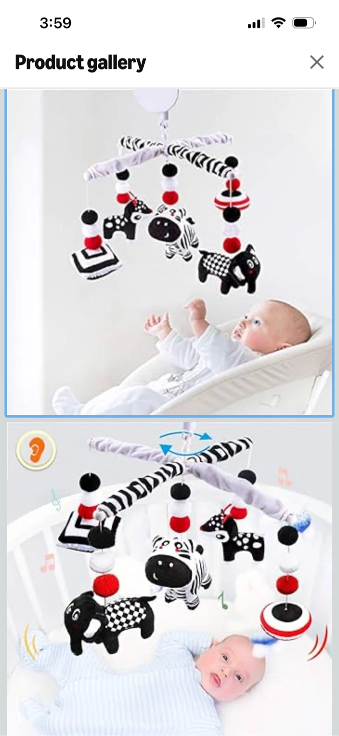 New-Baby Crib Mobile with Black and White Animals - photo 4