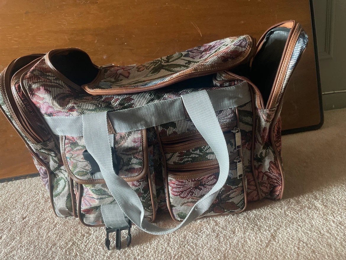 Vintage Floral Tapestry Duffle Bag