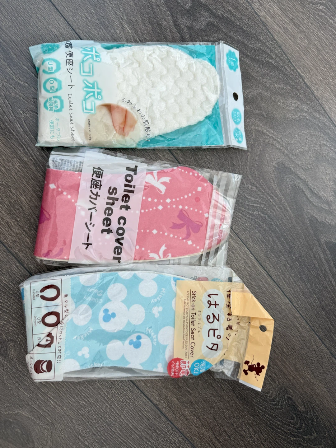 Toilet Seat Covers - 3 Pack (Mickey, Pink Bow, White Fluffy)