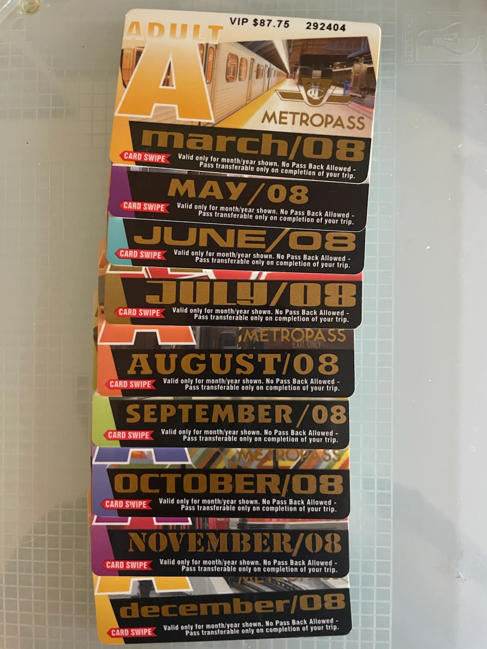 Year 2008 Transit Passes - March & May to December 2008