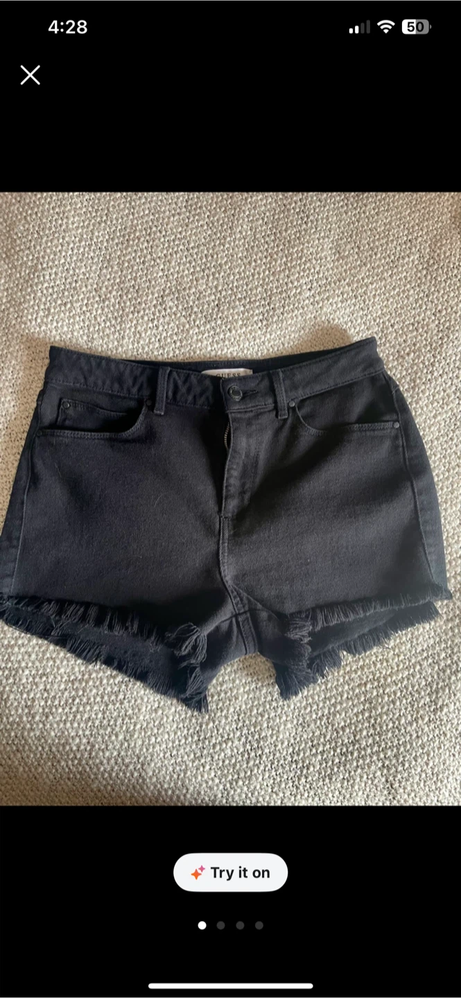 Guess Black Denim Cutoff Shorts