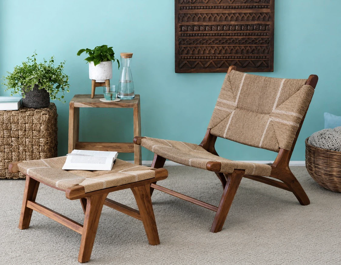 New Mod Boho Bohemian Japandi Accent Chair - photo 2