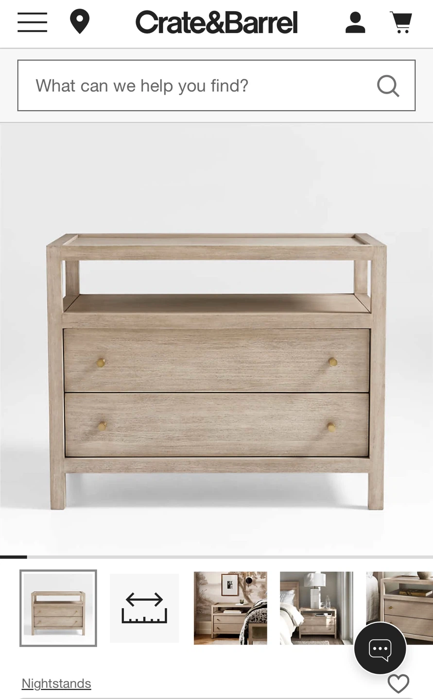 Crate & Barrel Keane 32" Nightstand - Weathered Natural Wood