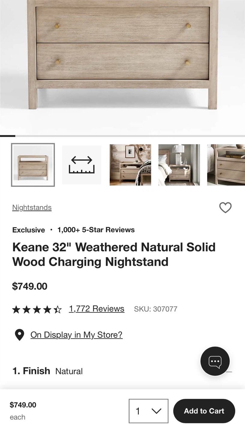 Crate & Barrel Keane 32" Nightstand - Weathered Natural Wood - photo 2