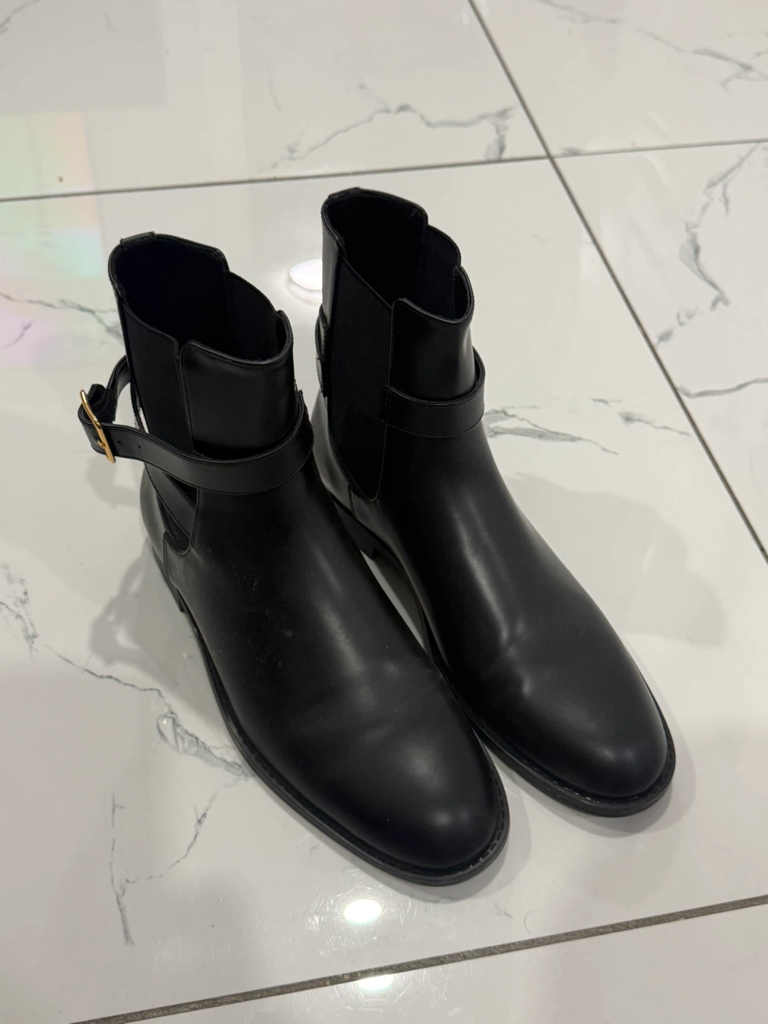 Black Chelsea Boots with Buckle Accent - photo 2