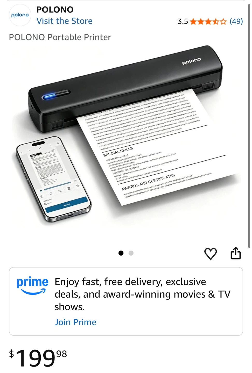 Polono D810 Portable Thermal Printer