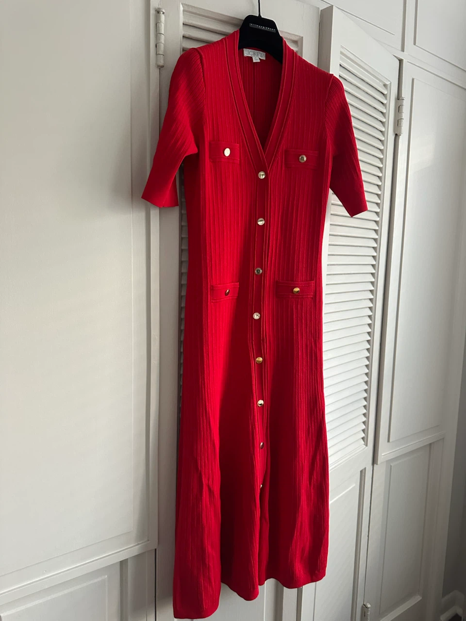 J. Crew Red Button-Up Knit Dress