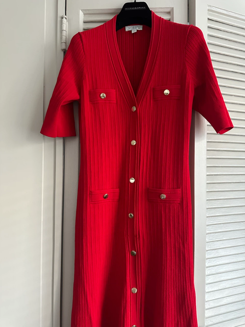 J. Crew Red Button-Up Knit Dress - photo 2