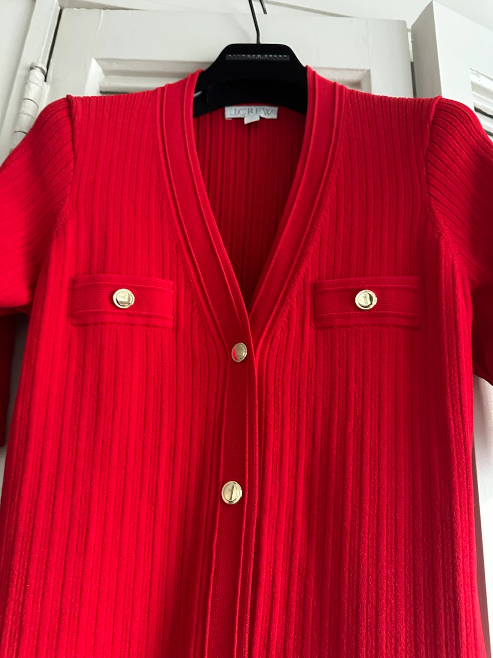 J. Crew Red Button-Up Knit Dress - photo 3