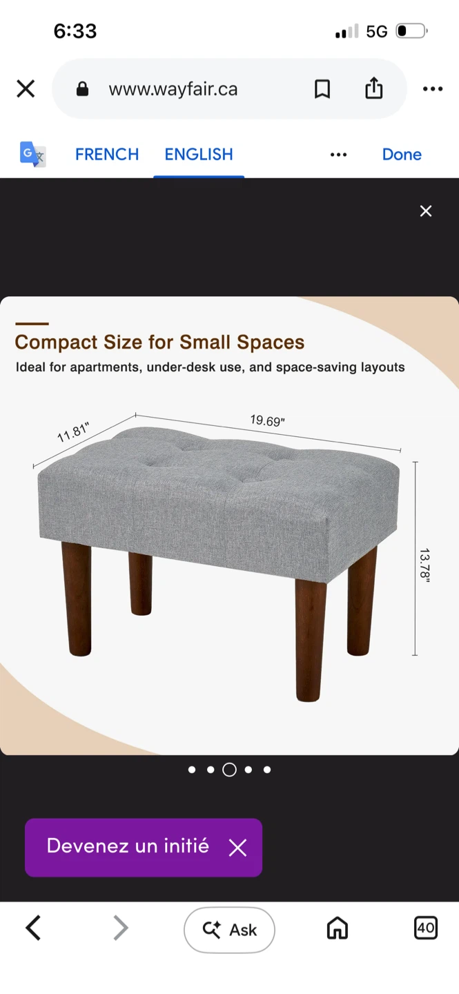 New Grey Tufted Ottoman Footstool - photo 4