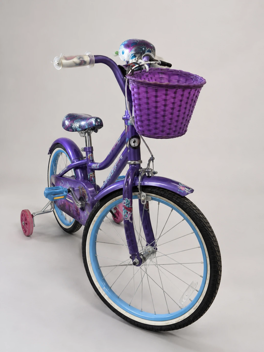 Purple Kids’ Bike with Training Wheels and Basket
