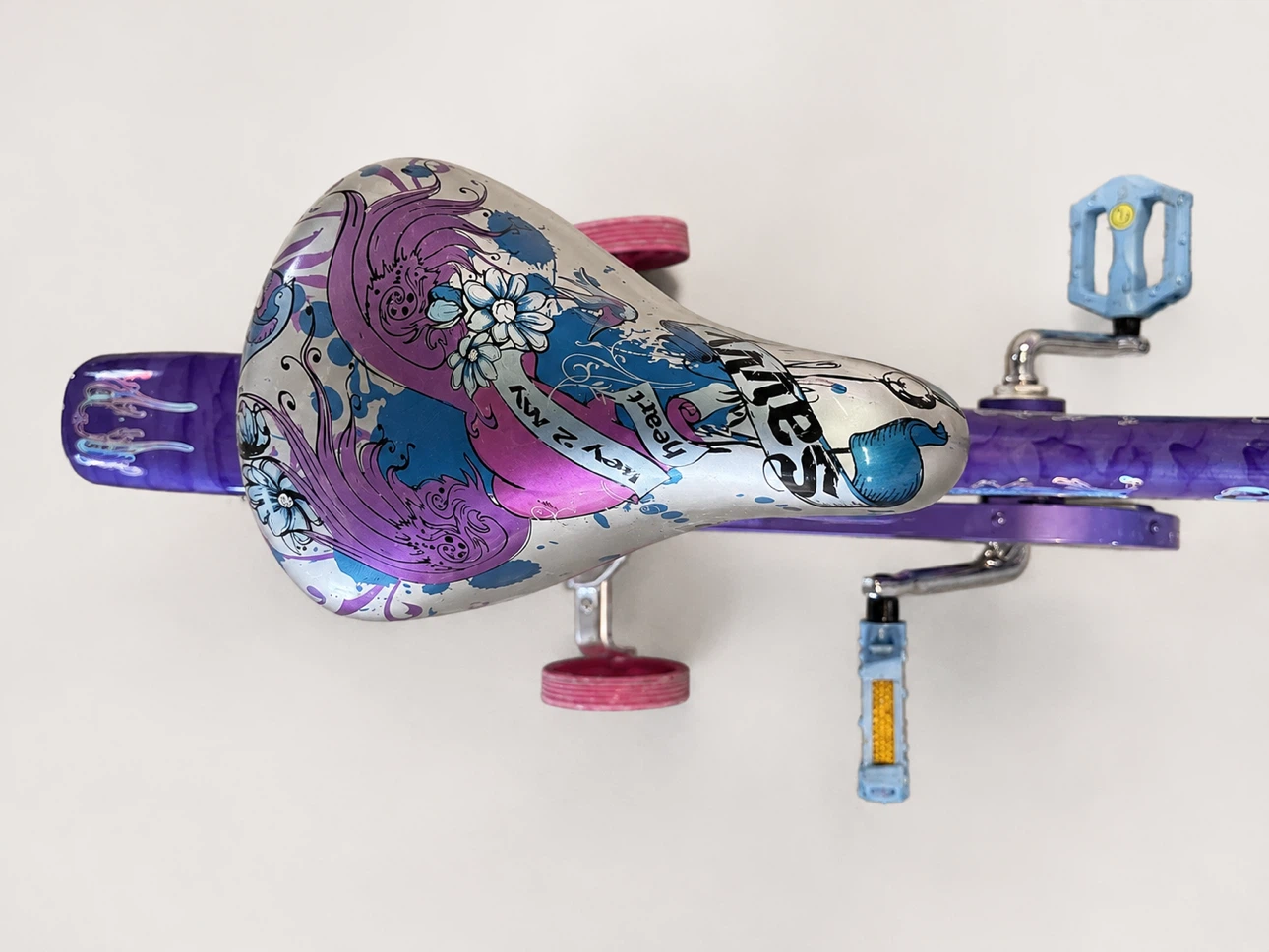Purple Kids’ Bike with Training Wheels and Basket - photo 3