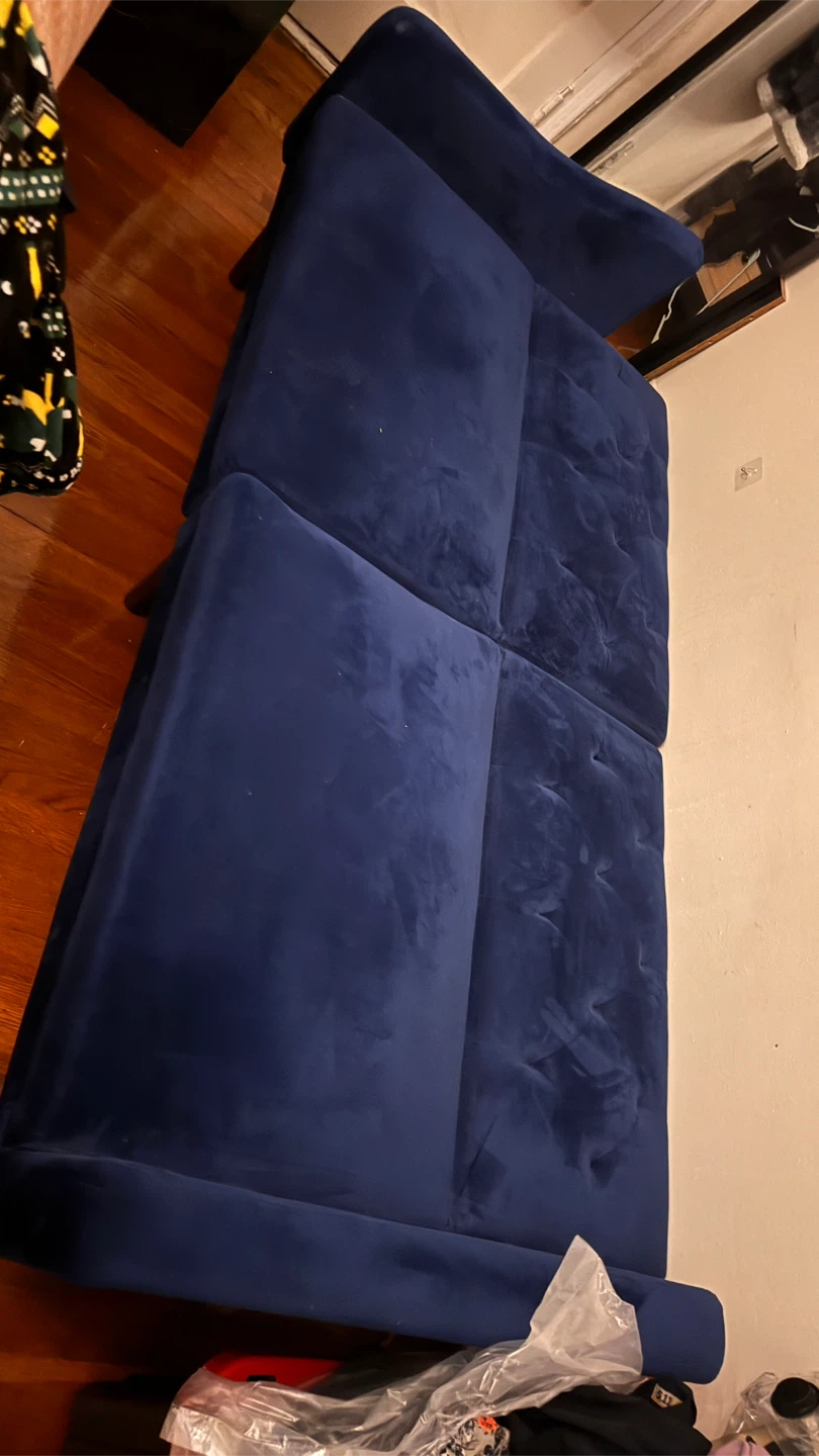 Blue velvet futon tufted couch - photo 2