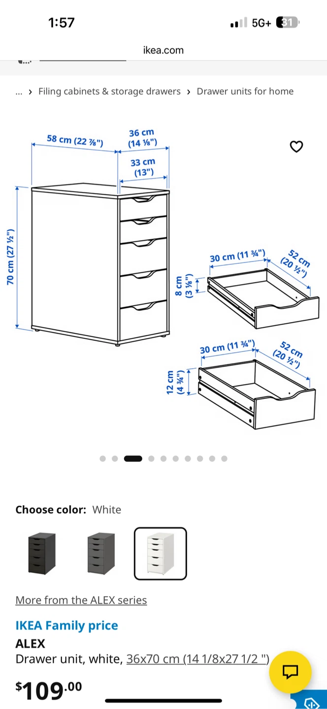IKEA ALEX Drawer Unit - White - photo 2