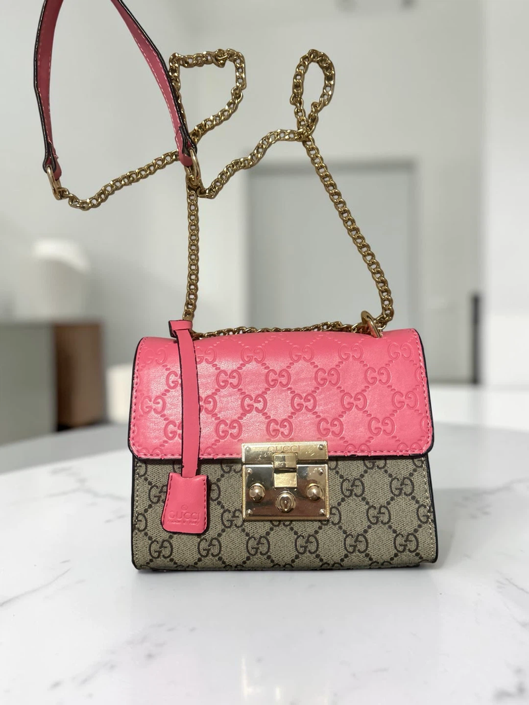 Gucci Pink & Brown GG Monogram Shoulder Bag - photo 5