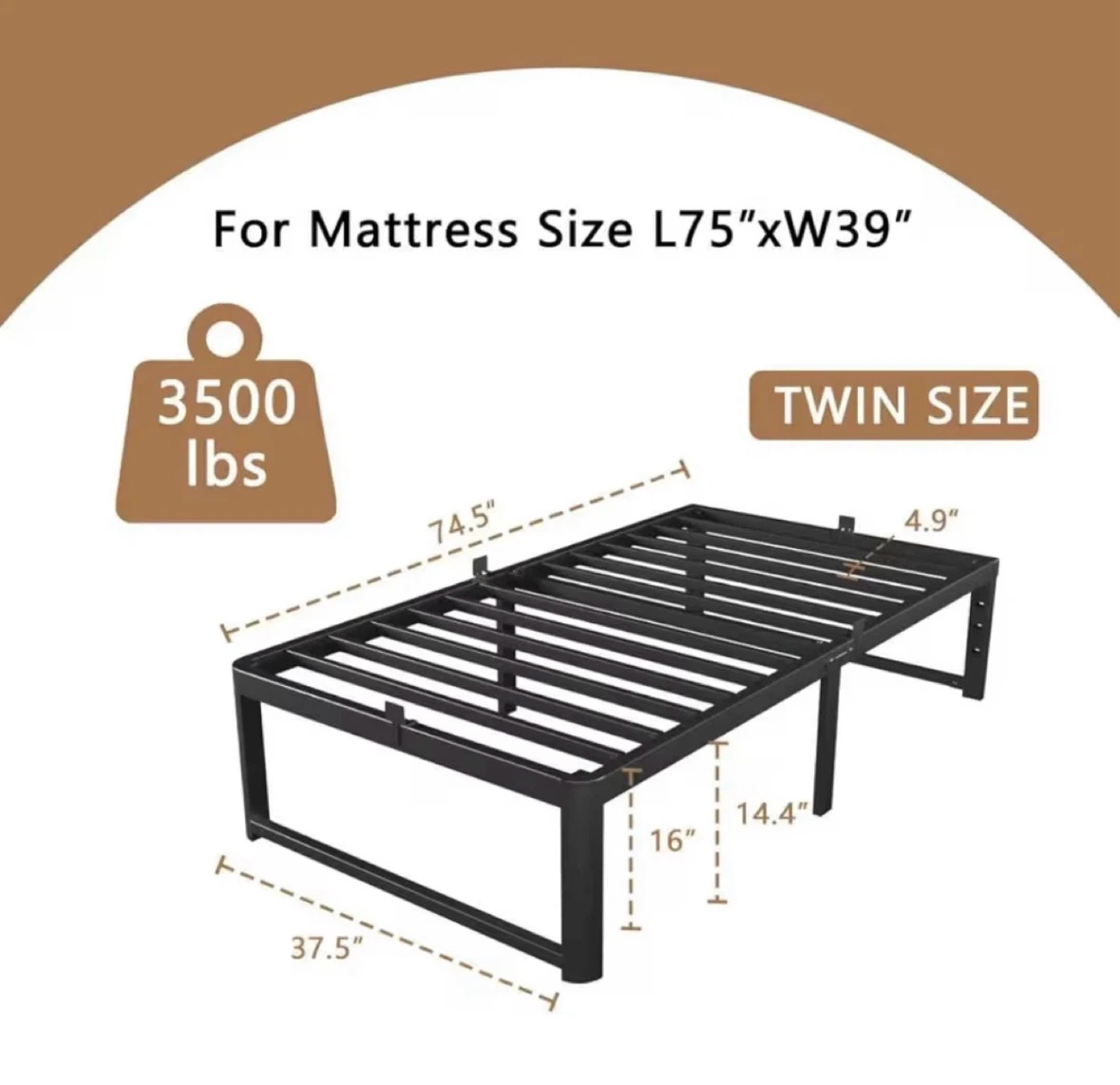 BUNDLE: Twin Bed Frame + Gel Memory Foam + Quilted Pillow Top - photo 2