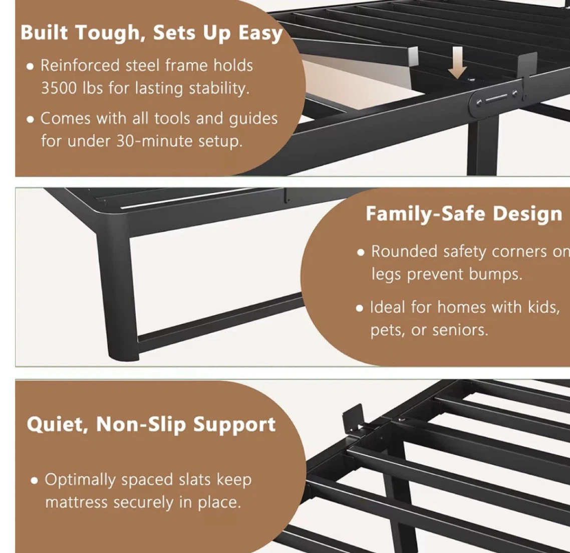 BUNDLE: Twin Bed Frame + Gel Memory Foam + Quilted Pillow Top - photo 3