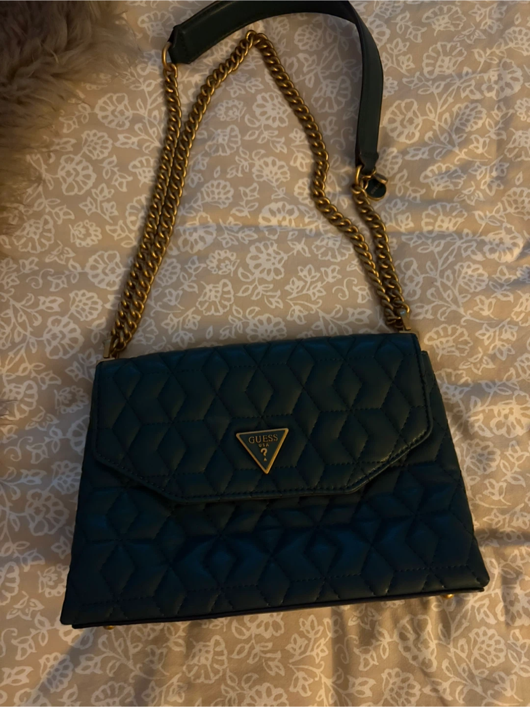 Green Quilted Guess Handbag