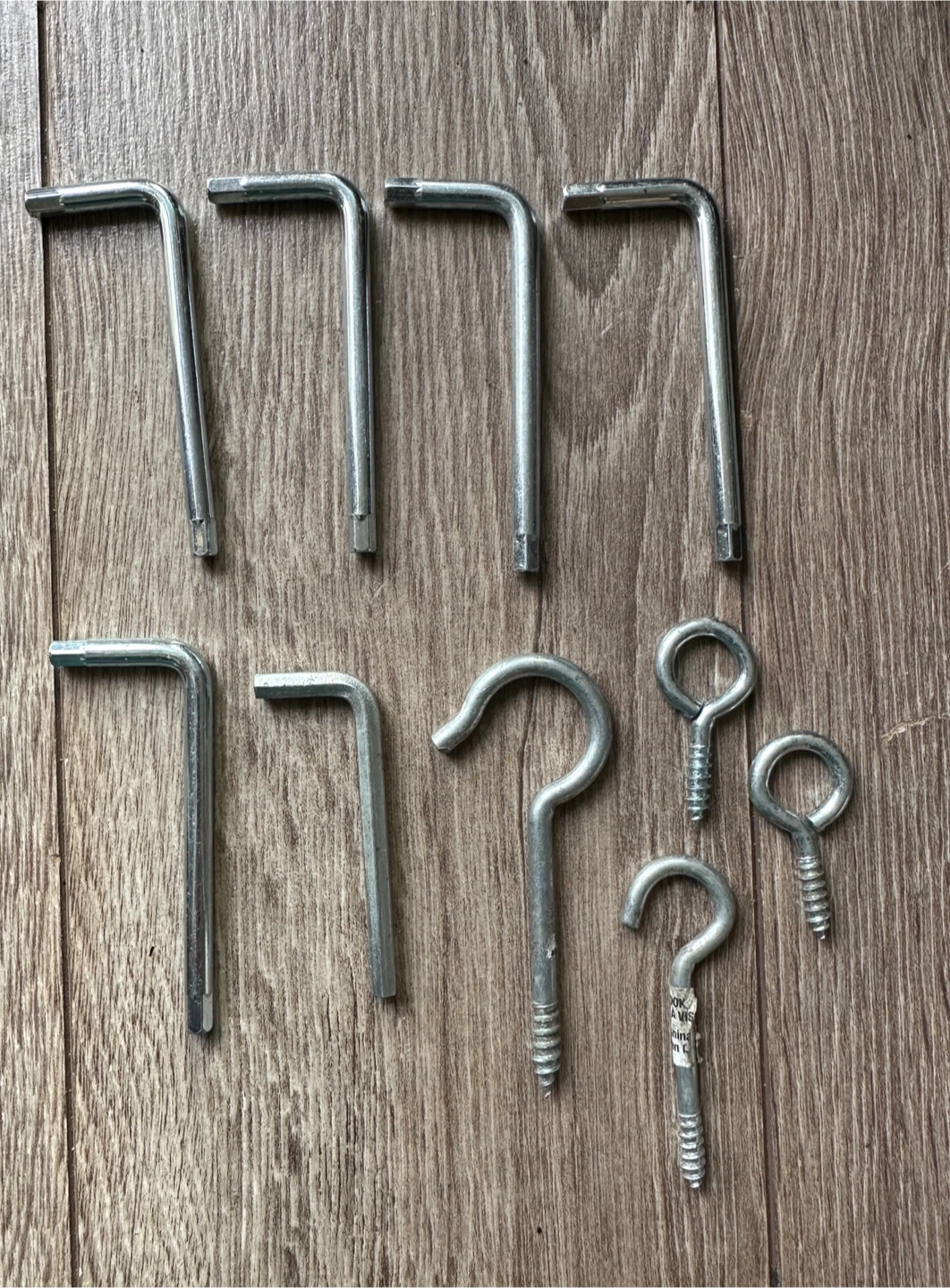 Assorted Screw Hooks and Allen Keys